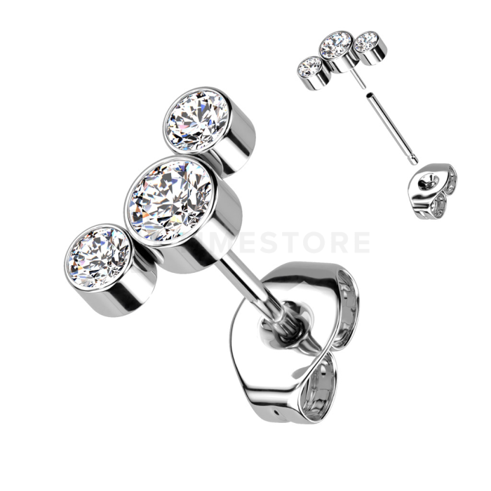 Tytanowe kolczyki sztyfty z kolorowymi cyrkoniami