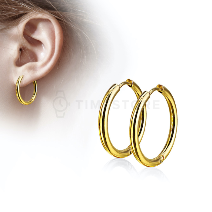 Kolczyki koła ze stali chirurgicznej w złotym kolorze