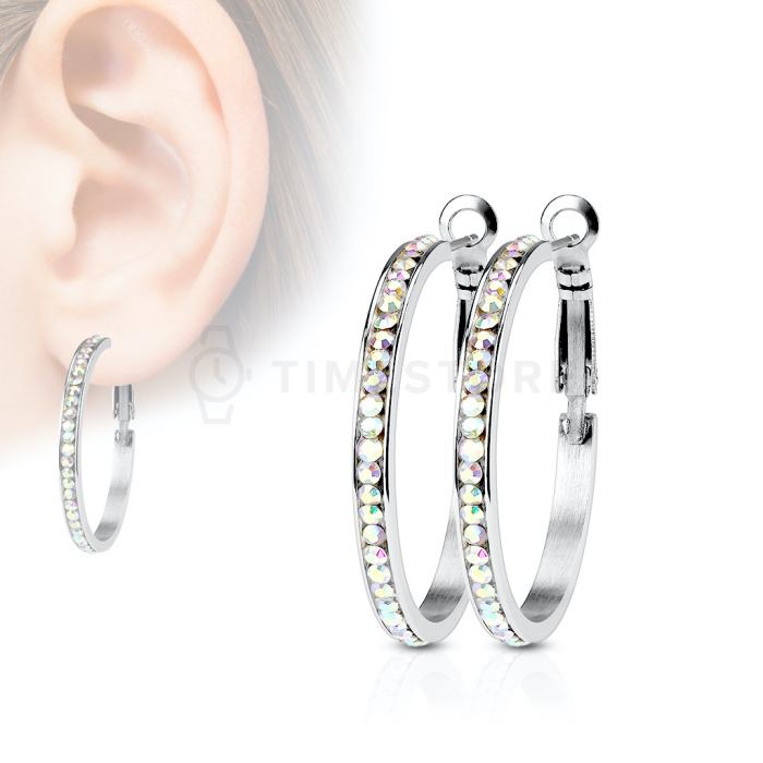 Orecchini a cerchio in acciaio chirurgico con zirconi