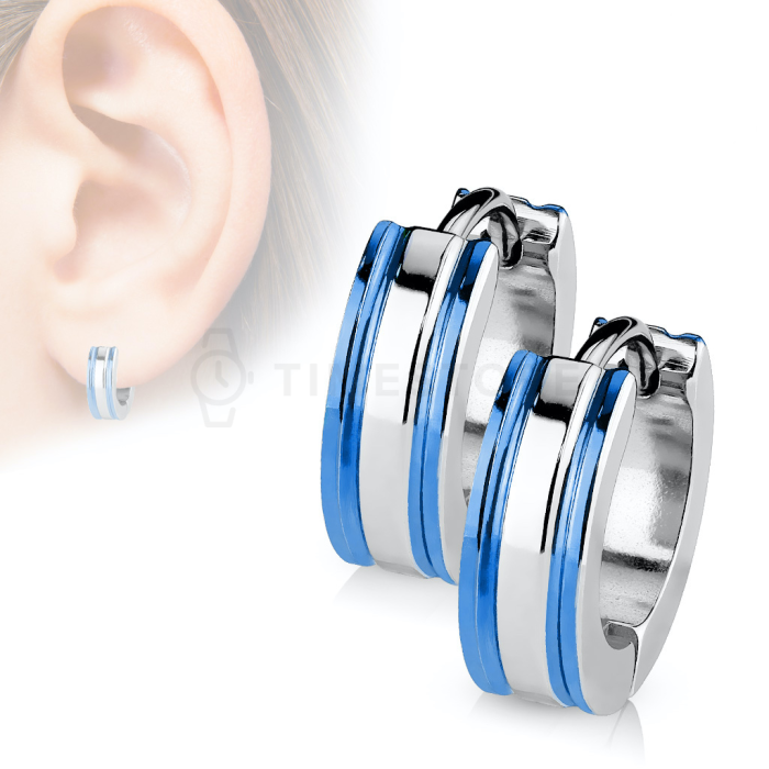 Kéttónusú kerek fülbevaló sebészeti acélból