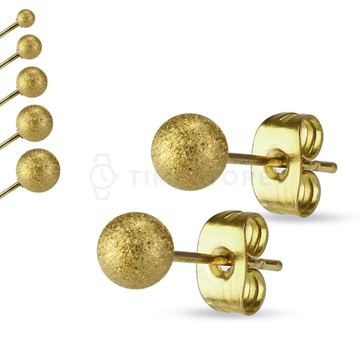 Matné kuličkové náušnice z chirurgické oceli se zapínáním na puzetu, SET 30 párů