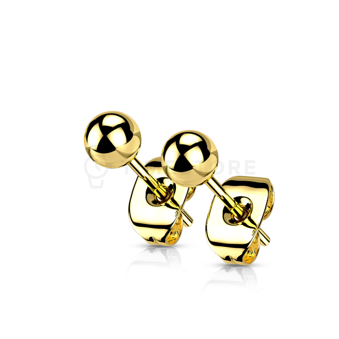 Zlaté titanové náušnice s lesklou povrchovou úpravou