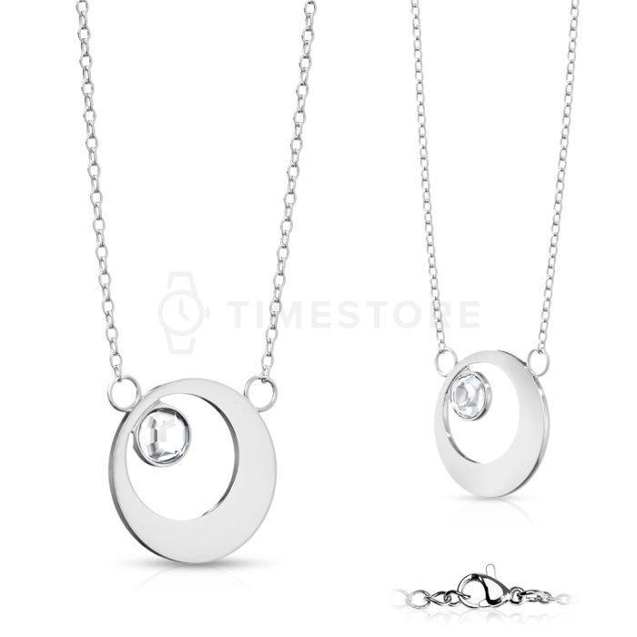 Zlatý náhrdelník s kulatým přívěskem a zirkonem