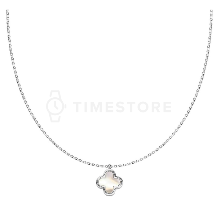 Náhrdelník z chirurgické oceli s oboustranným přívěskem ve tvaru čtyřlístku