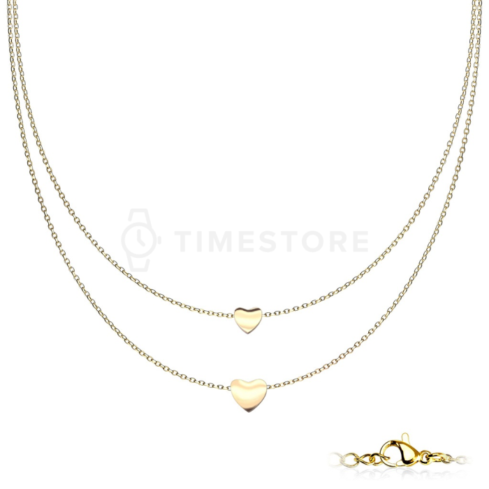 Náhrdelník z chirurgické oceli s přívěsky ve tvaru srdce
