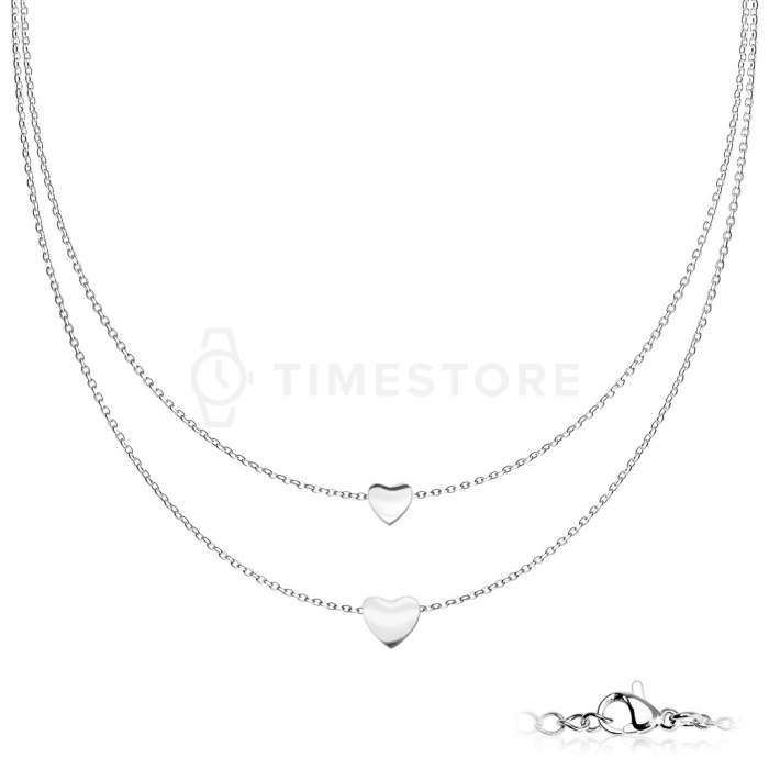 Náhrdelník z chirurgické oceli s přívěsky ve tvaru srdce