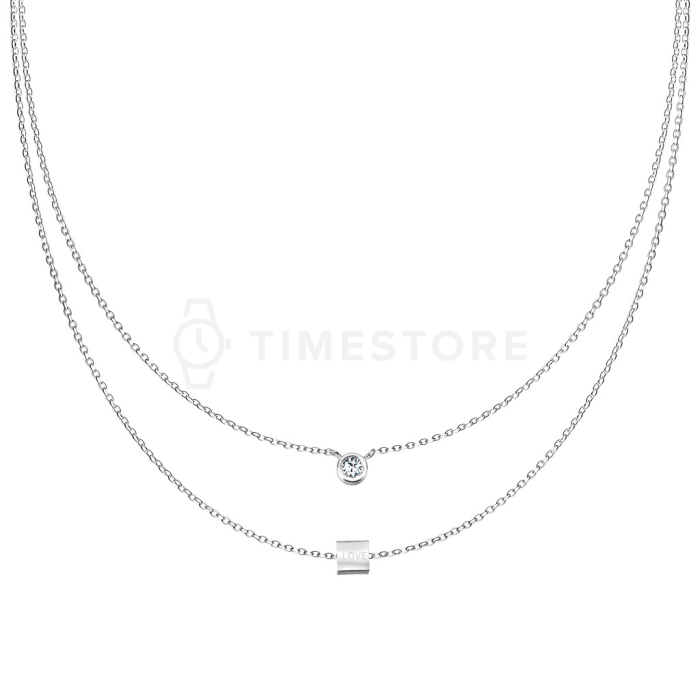 Colier dublu din oțel inoxidabil cu pandantiv rotund și dreptunghiular