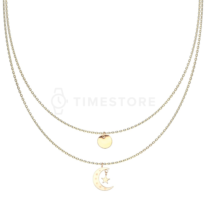 Colier dublu din oțel inoxidabil cu pandantiv în formă de lună și cerc