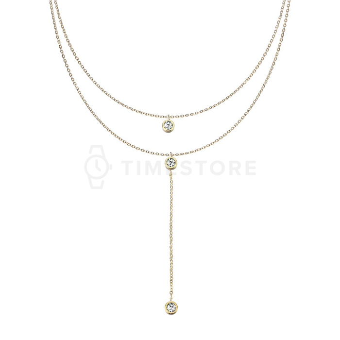 Náhrdelník z chirurgické oceli s kubickými zirkony a prodlouženým přívěskem