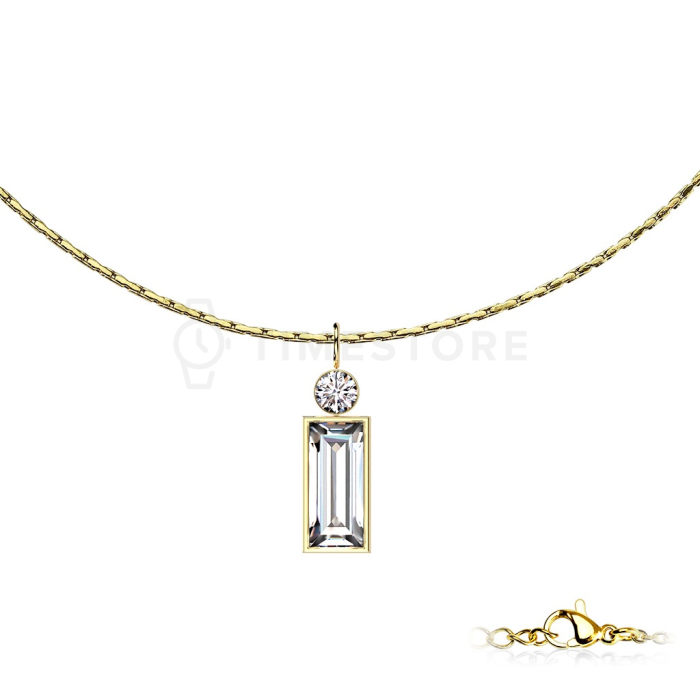 Lănțișor din oțel chirurgical cu zirconiu în formă de dreptunghi