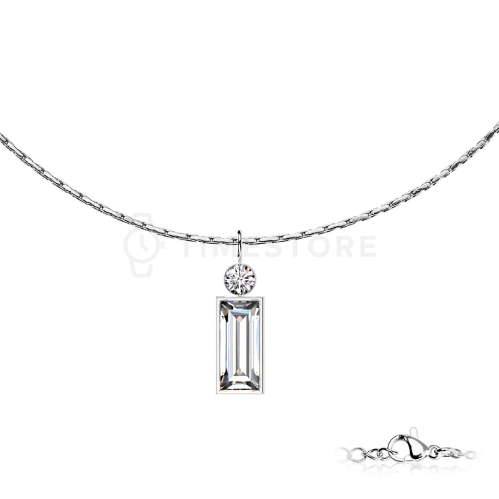 Lănțișor din oțel chirurgical cu zirconiu în formă de dreptunghi