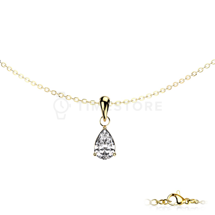 Lănțișor din oțel chirurgical cu zirconiu în formă de dreptunghi