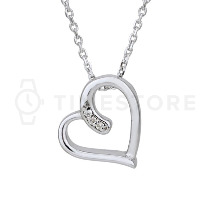 Stříbrný náhrdelník s diamantem, srdce