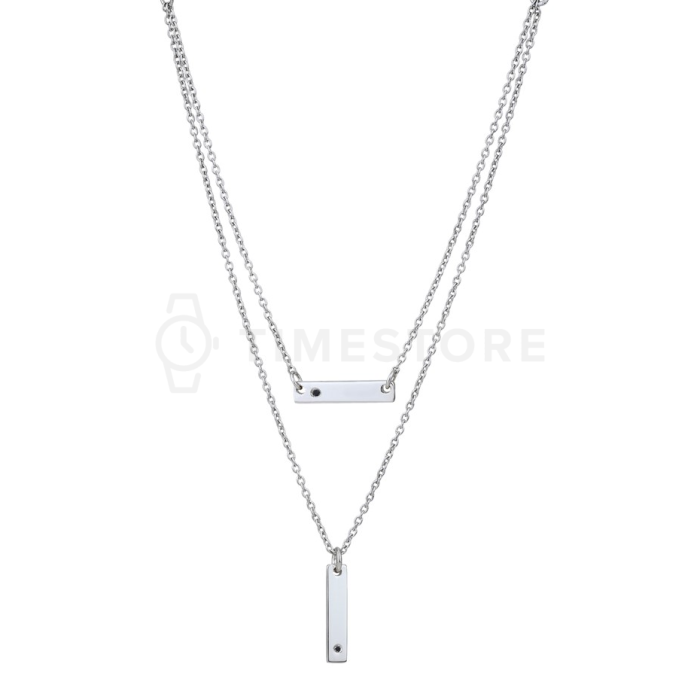 Colier dublu din argint cu diamant