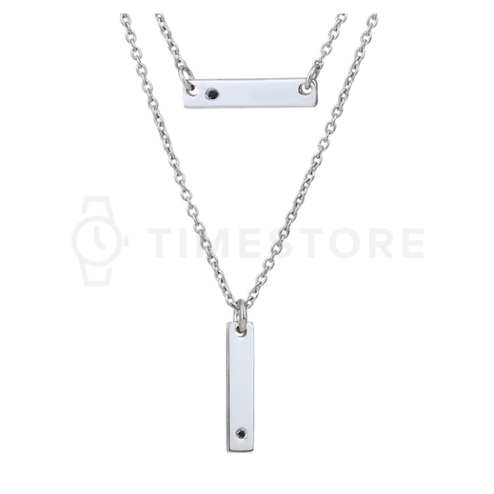 Colier dublu din argint cu diamant