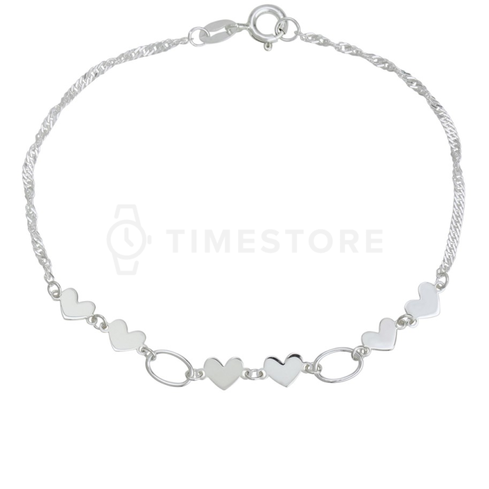Brățară din argint cu pandantive în formă de inimă