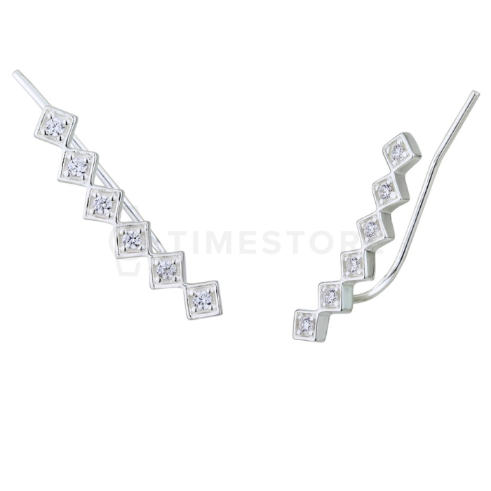Сребърни обеци, украсени с кубичен цирконий