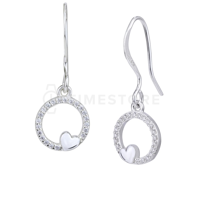 Pendientes de plata con corazón, decorados con circonita cúbica