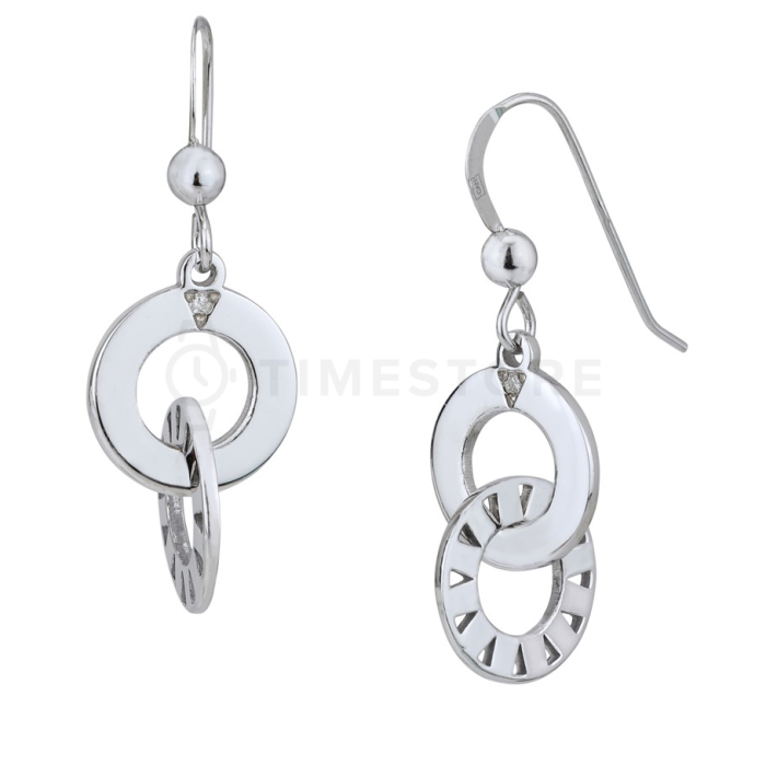 Pendientes de plata con diamante, diseño circular