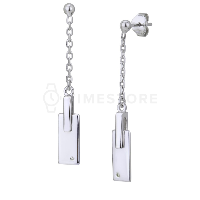 Orecchini pendenti in argento con diamante