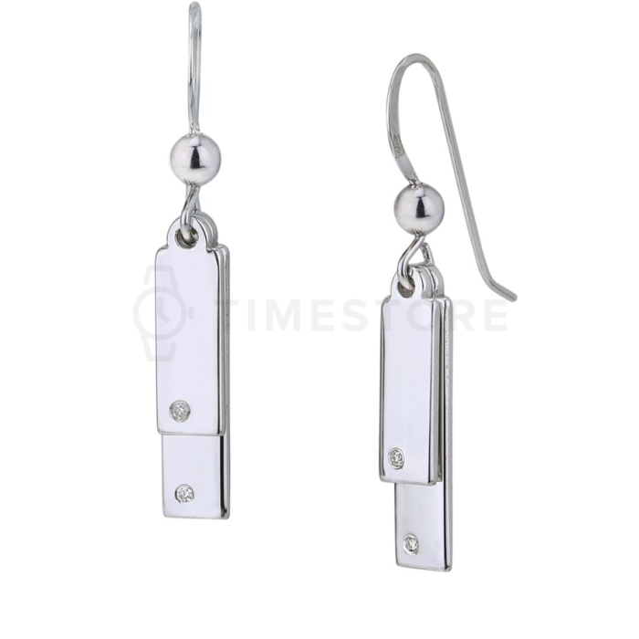 Pendientes colgantes de plata con diamante