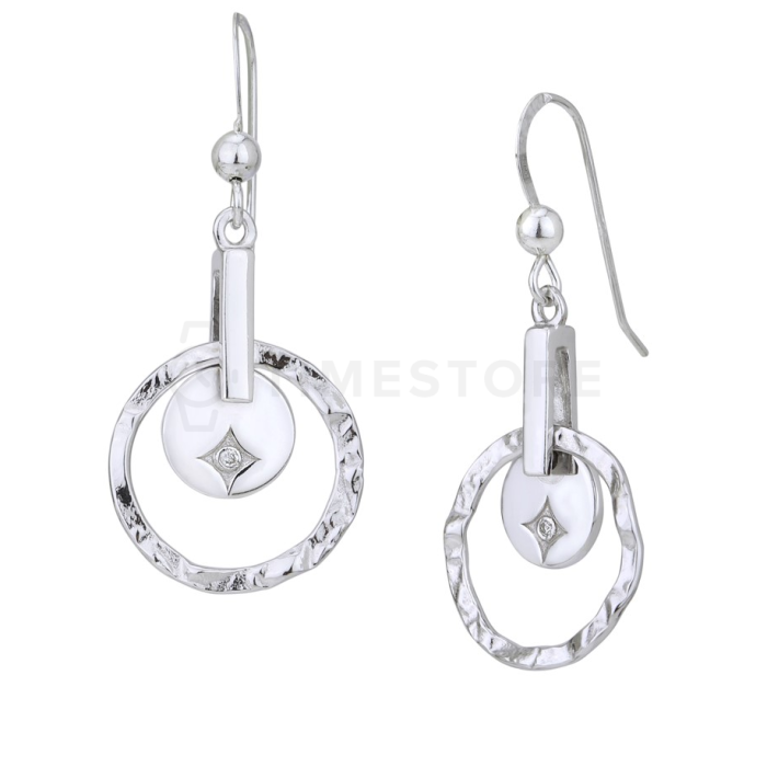 Orecchini in argento con diamante, design circolare