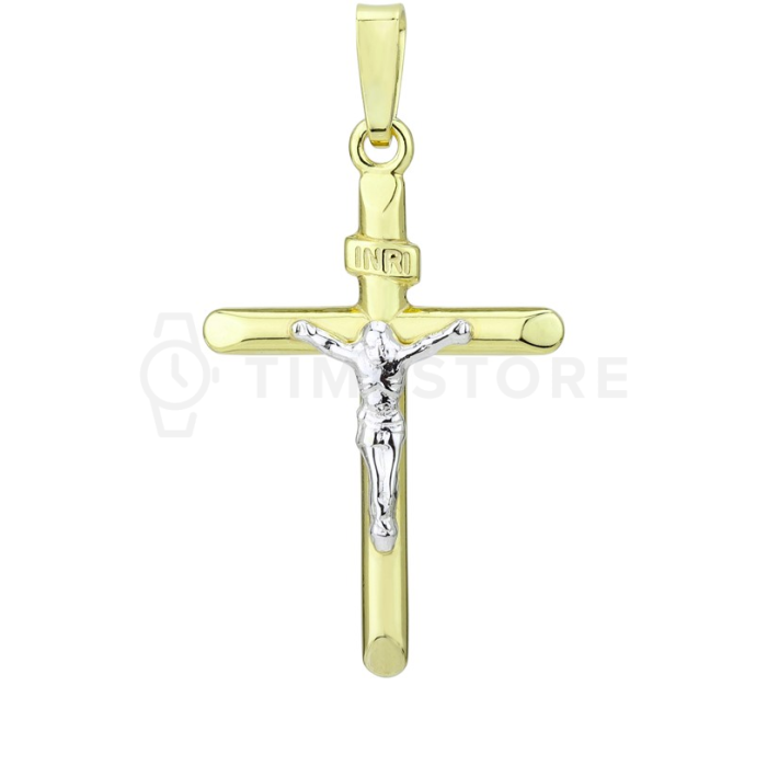 Stříbrný přívěsek zlaté barvy ve tvaru kříže