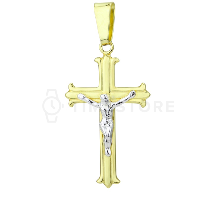 Stříbrný přívěsek zlaté barvy ve tvaru kříže