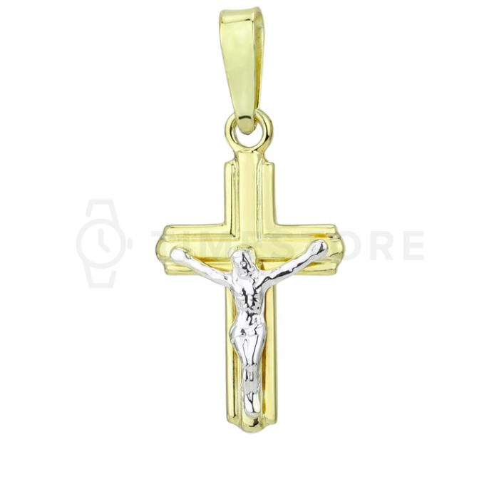 Pandantiv din argint de culoare aurie în formă de cruce