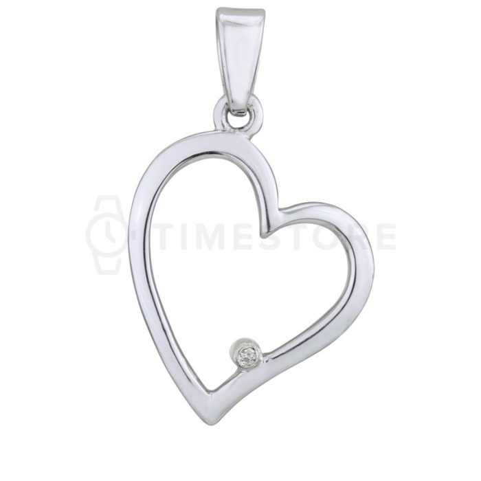 Ezüst medál gyémánttal, szív