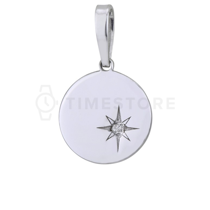 Pandantiv rotund din argint cu diamant