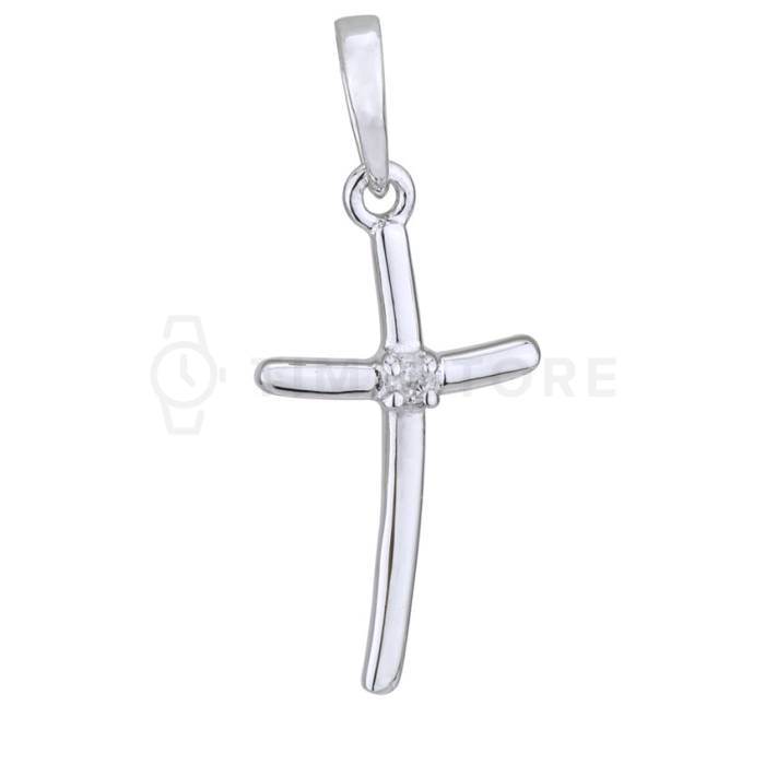 Ezüst medál kereszt alakú gyémánttal