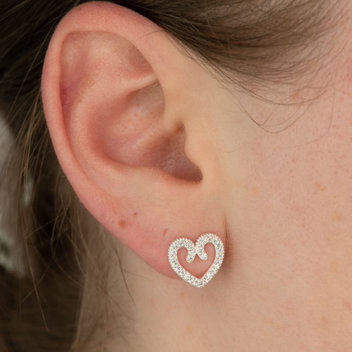 Orecchini pendenti in argento, cuori